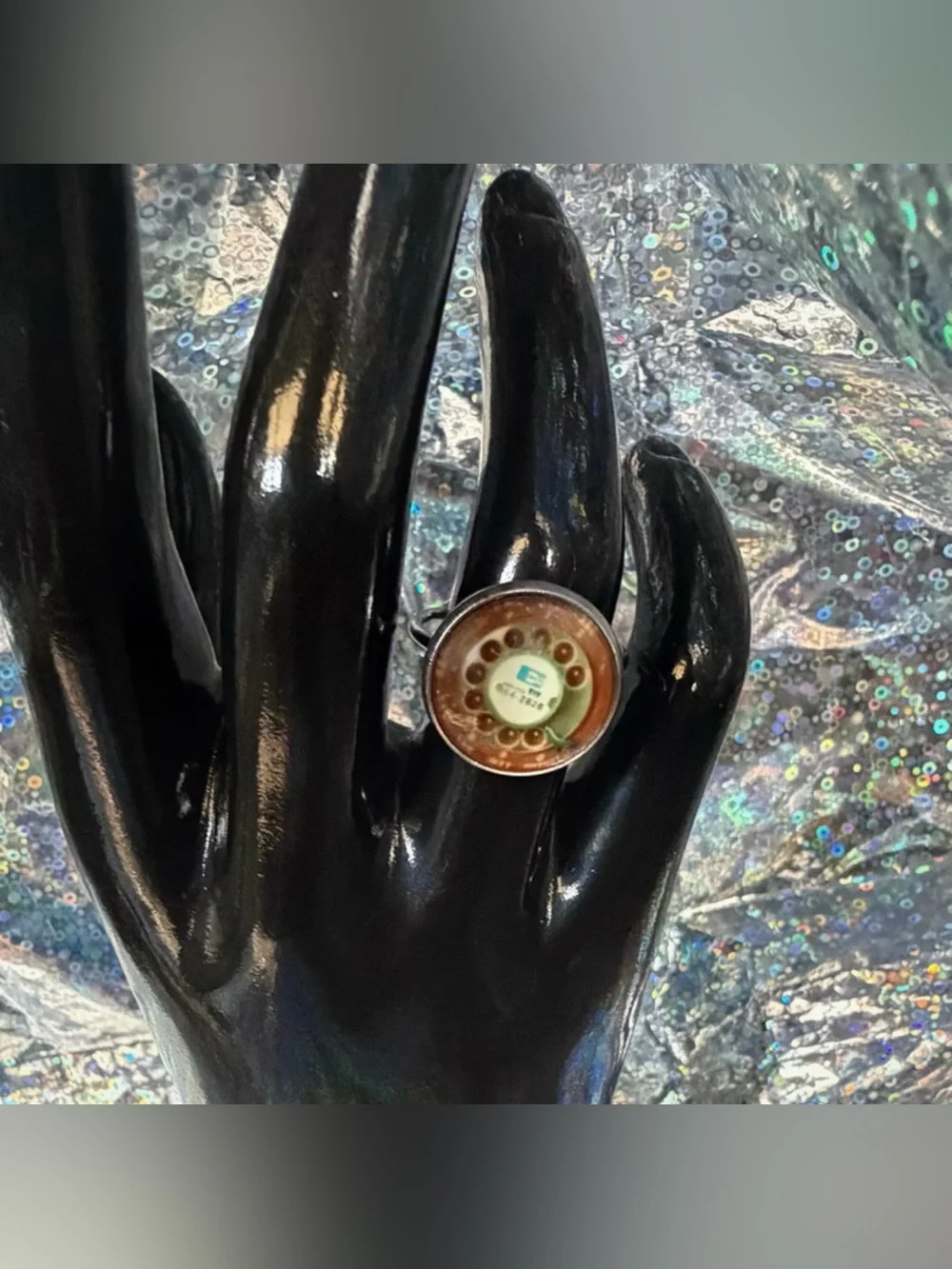 Vintage Rotary Telephone Dial Statement Ring
